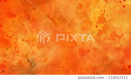 Abstract grunge orange watercolor texture background wallpaper. Backdrop, color, art, paint, artistic, splatter, natural flow, distressed pattern composition 118422511
