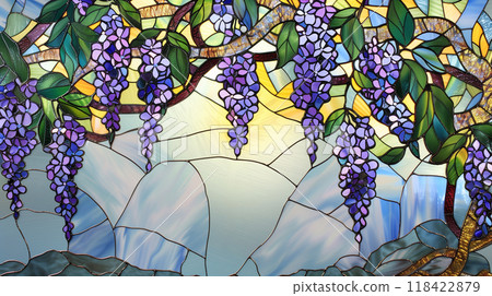 Wisteria Flower Stained Glass 118422879