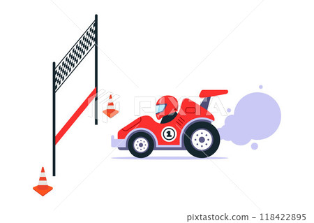 racing car finishes the race. 118422895