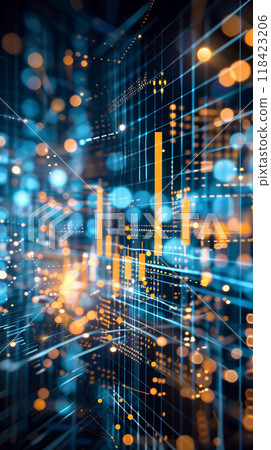 A computer screen with a lot of dots and lines 118423206