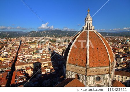 Florence, Tuscany, Italy, Southern Europe: World Heritage Site historic district including the Duomo Cupola as seen from Giotto's bell tower 118423811