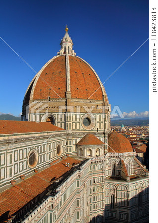 Florence, Tuscany, Italy, Southern Europe: World Heritage Site historic district including the Duomo Cupola as seen from Giotto's bell tower 118423813