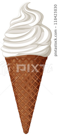 Delicious Vanilla Ice Cream Cone Delicious Vanilla Ice Cream Cone 118423830