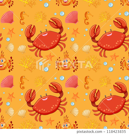 Cheerful Marine Life Pattern Cheerful Marine Life Pattern 118423835