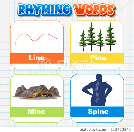 Rhyming Words Educational Illustration 118423843