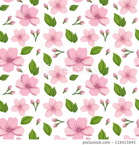 Seamless Pink Floral Pattern 118423845