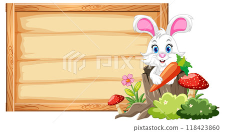 Cute Bunny with Carrot Sign 118423860