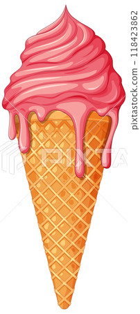 Delicious Strawberry Ice Cream Cone 118423862