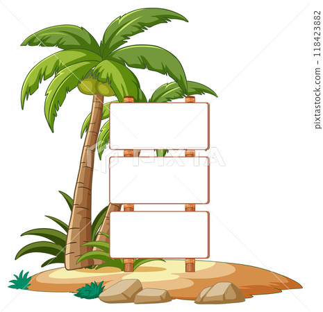 Tropical Island Signpost Illustration Tropical Island Signpost Illustration 118423882