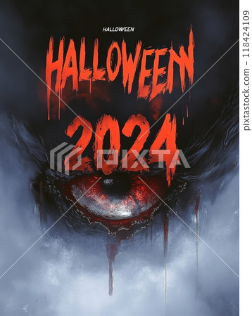 demon eye for halloween. inscription "HALLOWEEN" 118424109