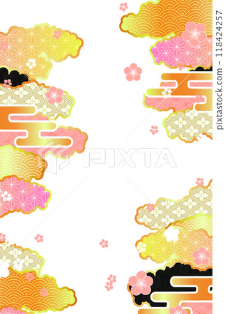 Japanese pattern plum New Year's card background Japanese pattern plum New Year's card background 118424257