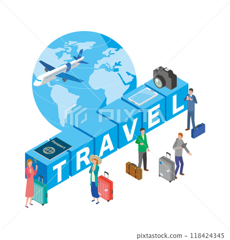 人們享受旅行的圖像插圖 118424345