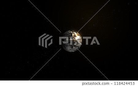 Surface of Earth planet in deep space. star and galaxy planet in outer space. view from orbit. Elements of this image furnished by NASA. 118424453