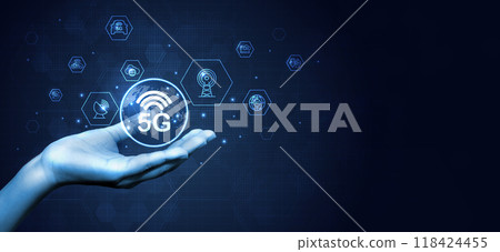 5G network wireless systems and internet technology concept. smart city communication network. 5G wireless mobile internet wifi connection data concept. vector. 5G network wireless systems and internet technology concept. smart city communication network. 5G wireless mobile internet wifi connection data concept. vector. 118424455