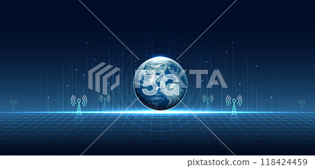 5G network wireless systems and internet technology concept. smart city communication network. 5G wireless mobile internet wifi connection data concept. vector. 118424459
