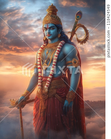 God Rama. Inscription "Rama Navami" God Rama. Inscription "Rama Navami" 118424549