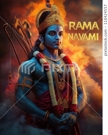 God Rama. Inscription "Rama Navami" God Rama. Inscription "Rama Navami" 118424557