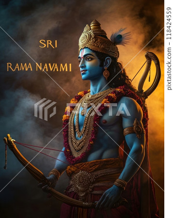 God Rama. Inscription "Rama Navami" God Rama. Inscription "Rama Navami" 118424559