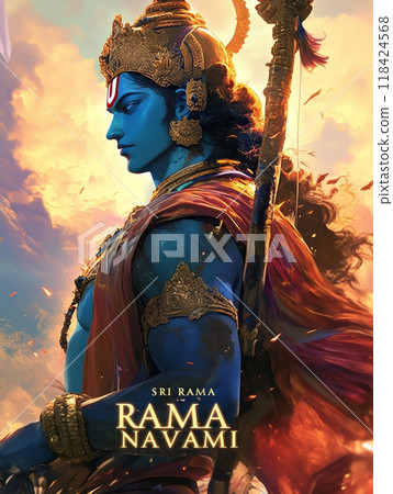 God Rama. Inscription "Rama Navami" God Rama. Inscription "Rama Navami" 118424568