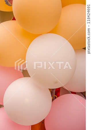pink, orange air balloons close up . High quality photo pink, orange air balloons close up . High quality photo 118424691