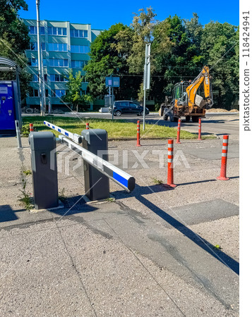 Gate of the parking lot in the city. High quality photo 118424941