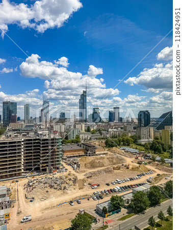 view from the tower to the construction in Warsaw . High quality photo view from the tower to the construction in Warsaw . High quality photo 118424951