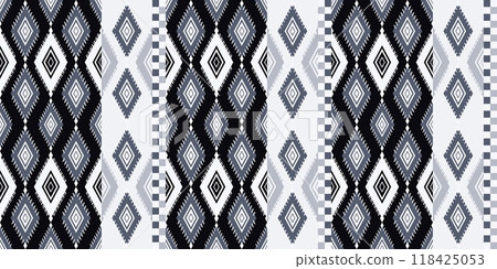 Motifs African boho paisley Floral Ikat pattern embroidery border. Ethnic ikat floral Ethnic Indian Pattern Ikat pattern Ethnic Pattern.Border indian floral Aztec embroidery border seamless patterns. 118425053