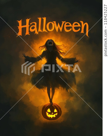 woman witch on halloween night. woman witch on halloween night. 118425227