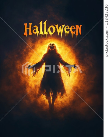 woman death with a scythe on Halloween night. woman death with a scythe on Halloween night. 118425230