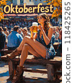 woman with beer. inscription "Oktoberfest" 118425265