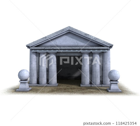 ancient house, medieval building, 3d visualization, illustration 118425354