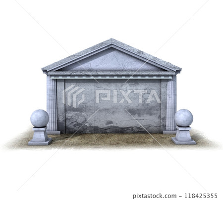 ancient house, medieval building, 3d visualization, illustration 118425355