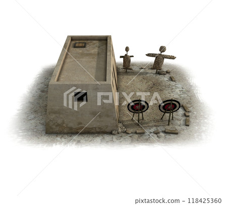 ancient house, medieval building, 3d visualization, illustration 118425360