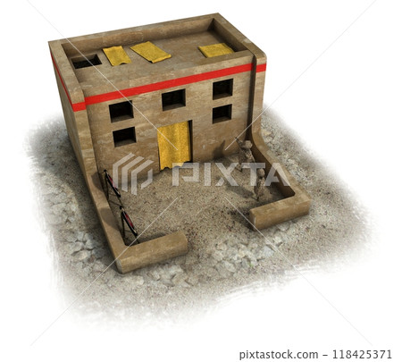ancient house, medieval building, 3d visualization, illustration ancient house, medieval building, 3d visualization, illustration 118425371