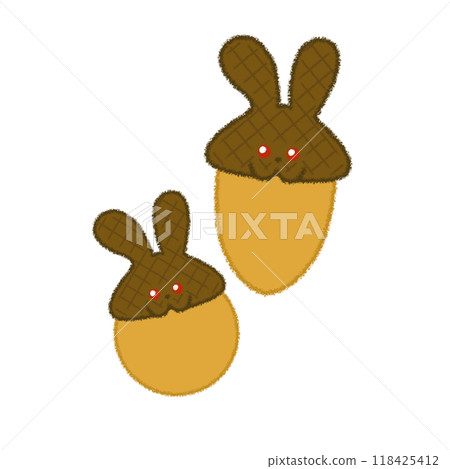 Illustration of a rabbit transformed into an acorn 118425412