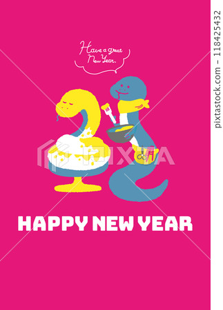 Hair salon New Year's card Year of the snake Pink Hair salon New Year's card Year of the snake Pink 118425432