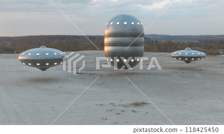 Ufo, photorealistic 3d visualization, 3d render Ufo, photorealistic 3d visualization, 3d render 118425450