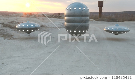Ufo, photorealistic 3d visualization, 3d render Ufo, photorealistic 3d visualization, 3d render 118425451