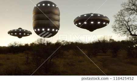 Ufo, photorealistic 3d visualization, 3d render Ufo, photorealistic 3d visualization, 3d render 118425452