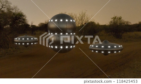 Ufo, photorealistic 3d visualization, 3d render 118425453