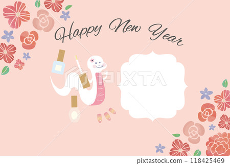 Nail salon photo frame New Year's card Nail salon photo frame New Year's card 118425469
