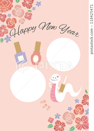 Nail salon photo frame New Year's card 118425471