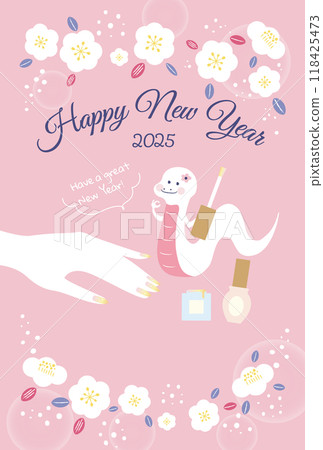 美甲沙龍新年賀卡蛇年 118425473