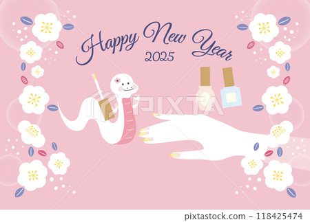 Nail salon New Year's card Year of the snake 118425474