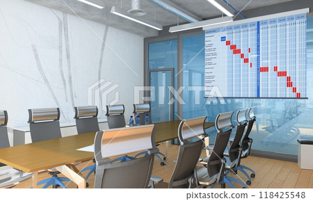 conference room, meeting room, interior visualization, 3D illustration conference room, meeting room, interior visualization, 3D illustration 118425548