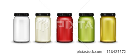 Blank colorful bottle mockup for sauce Blank colorful bottle mockup for sauce 118425572