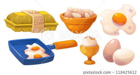 Chicken egg cartoon vector set 118425612