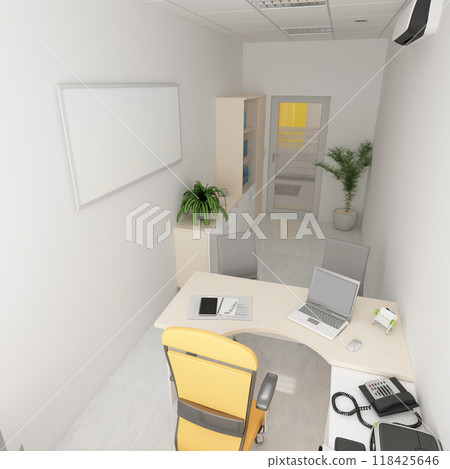office, interior visualization, 3D illustration office, interior visualization, 3D illustration 118425646
