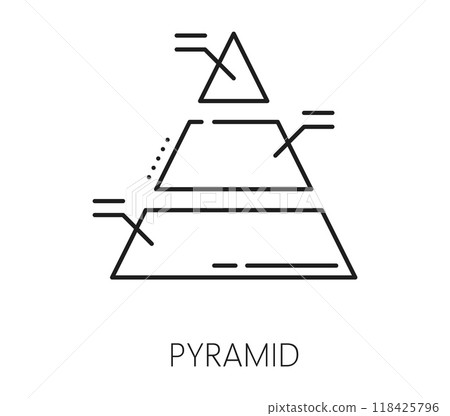 Finance data analytics, pyramid chart line icon. Company strategy data analytics outline icon, business research report or finance performance presentation linear vector sign with pyramid infographics Finance data analytics, pyramid chart line icon. Company strategy data analytics outline icon, business research report or finance performance presentation linear vector sign with pyramid infographics 118425796