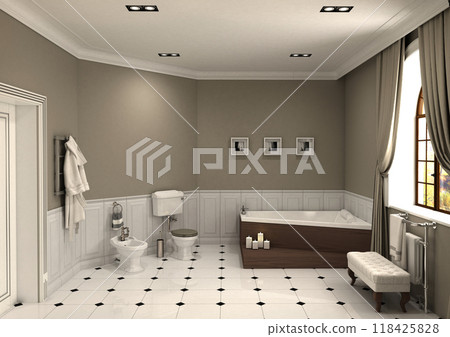 bathroom, interior visualization, 3D illustration 118425828